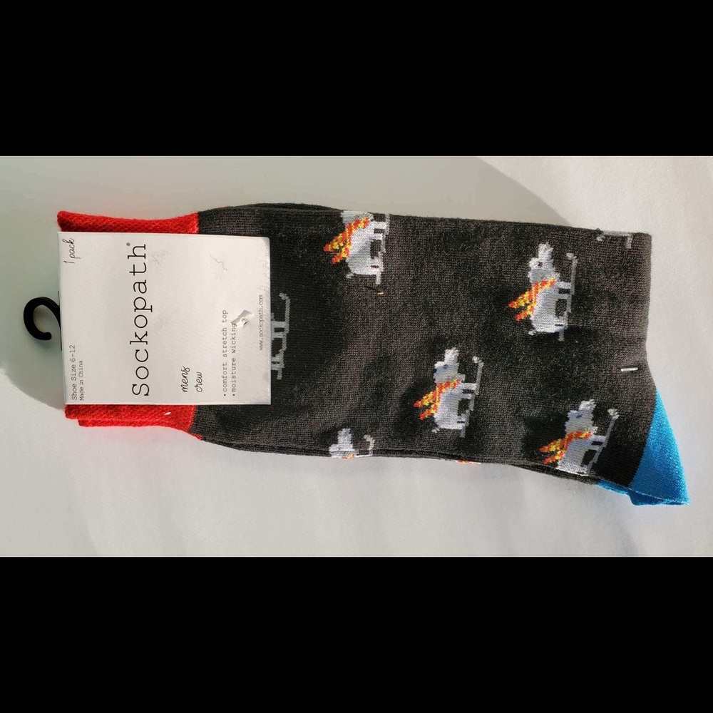 Sockopath men’s dress socks with skiing dog